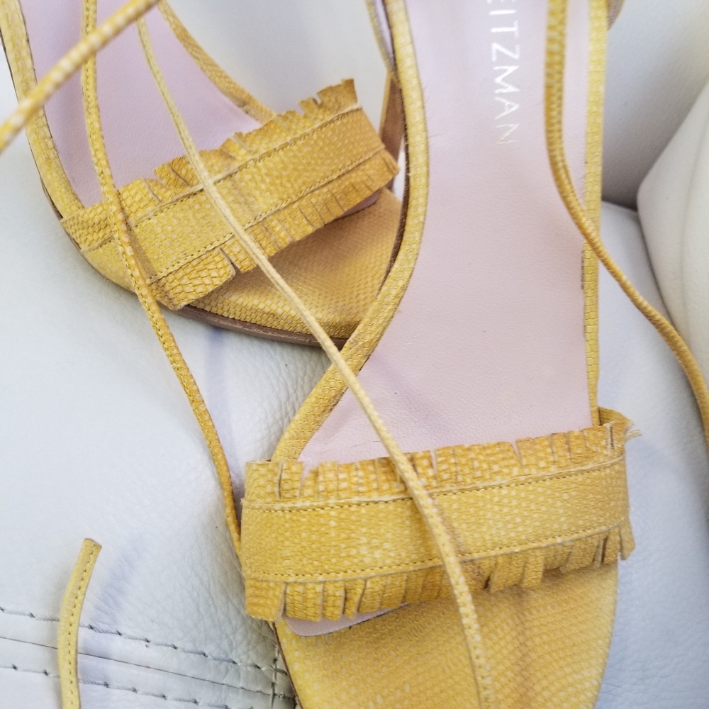 Stuart Weitzman Yellow Embossed Lizard Leather - image 6